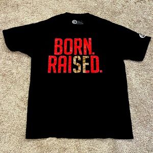 Men’s Black BORN. RAISED. Large T-Shirt 100% Cotton